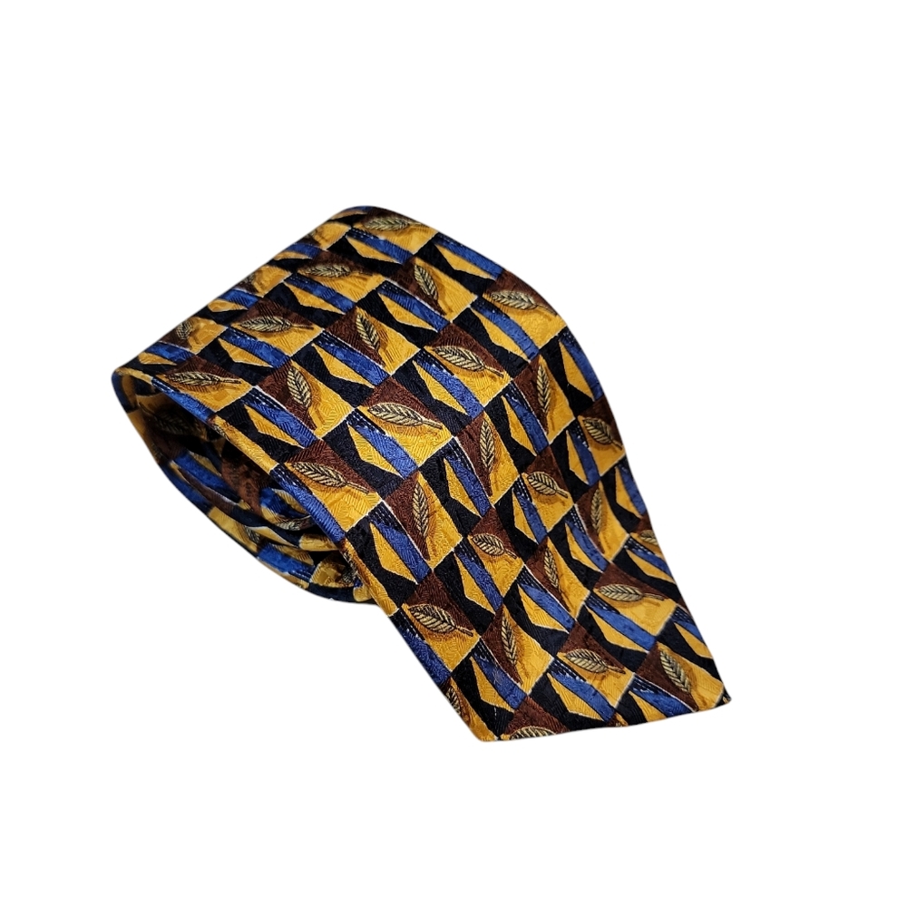 Ermenegildo Zegna Designer Luxury Mens Silk Leaf Tie 61in Long 4in Width